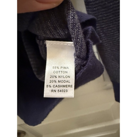 BANANA REPUBLIC Crewneck Pullover Men's XL Blue Striped Cashmere Blend Sweater - Picture 4 of 4